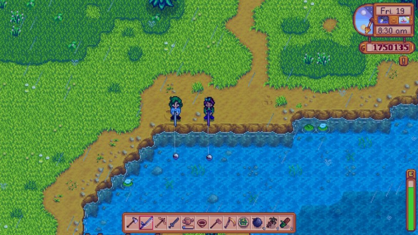 Two players fishing in Stardew Valley on Nintendo Switch